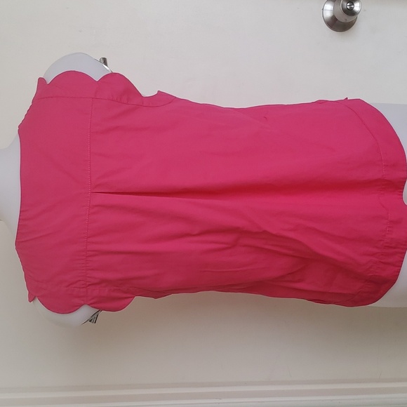 Anthropologie Maeve Pink Scalloped Poplin Top - Picture 2 of 7